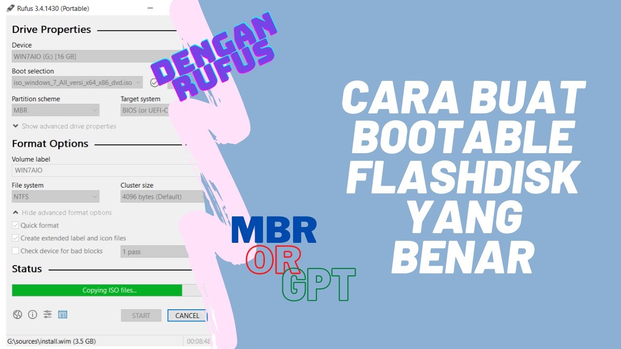 Cara Buat Bootable Flashdisk Dengan Rufus Yang Benar 100 Tanpa Gagal Install Youtube