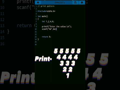 Print Pattern in C Programming |8| C language | #shorts #c #coding #problem