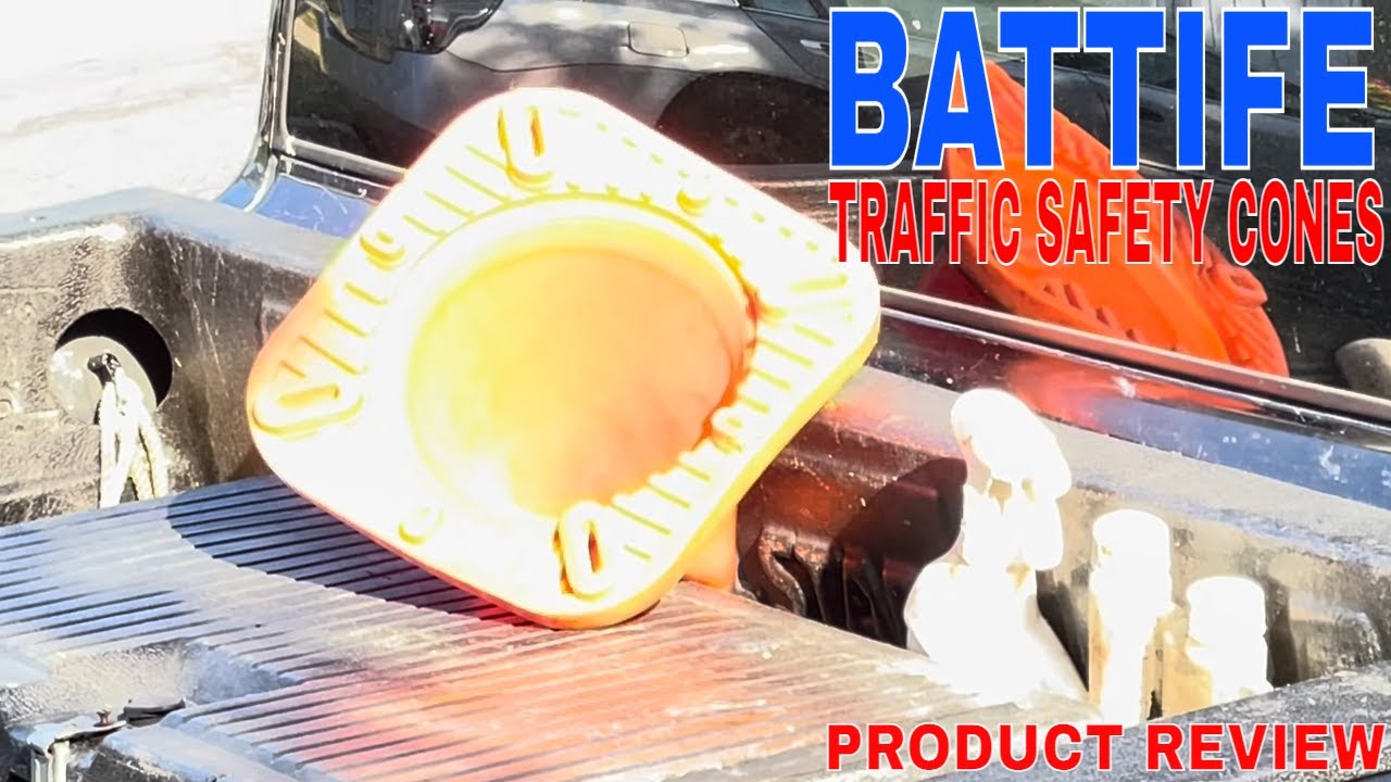 ✅  BATTIFE 28'' inches Traffic Safety Cones | 8 Pack | Durable PVC Cone with Reflective Collars 🔴