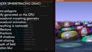 Spheretracer shader, real-time raytraced water, reflections and refractions with morphing geometry screenshot 5