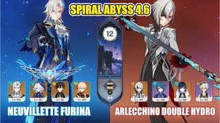 C1 Neuvillette Furina Team & C0 Arlecchino Double Hydro- Spiral Abyss 4.6 - Genshin Impact