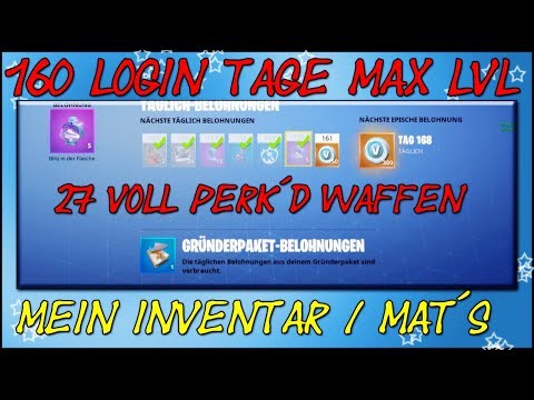 RDW | 160 TAGE  Log In - Max Level - Mein Inventar - Ressourcen - Mat´s | Fortnite Rette Die Welt