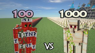 1000 Iron Golems Vs 100 Tnt Golems | Minecraft