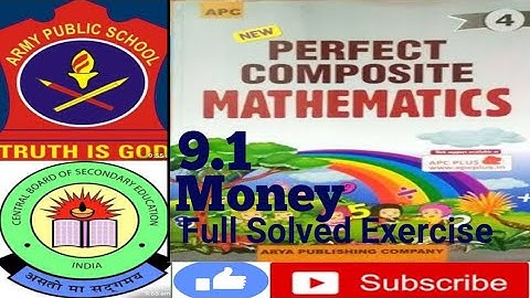 Class 4 Army/Cbse Full Solved Exercise 9.1 of Chapter-9 Money