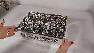 : Scrigno in argento 800 "Veliero"  Rectangular solid silver 800/ table box