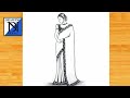 How to draw woman wearing beautiful saree  pencil sketch for beginners  girl drawing