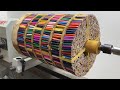 Amazing craft woodturning products  interesting idea from color pencils and epoxy resin on lathe