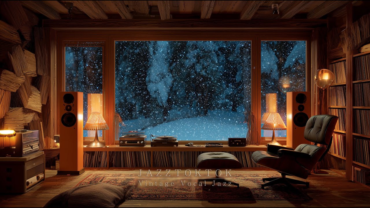 【夜カフェ】雪降る夜、暖かいリスニングルームで聴く極上のジャズボーカル & ピアノ 🎹  | vintage vocal jazz 睡眠用, 作業用 (3時間)
