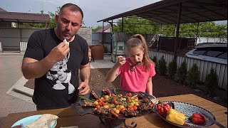 МЯСО на СКОВОРОДЕ, с овощами.