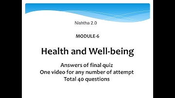Nishtha Module 6 answers Health and Well-being| Health and Well-being|TS - C06-Health and Well-being