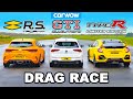 VW Golf GTI Clubsport v Civic Type R v Megane Trophy: DRAG RACE