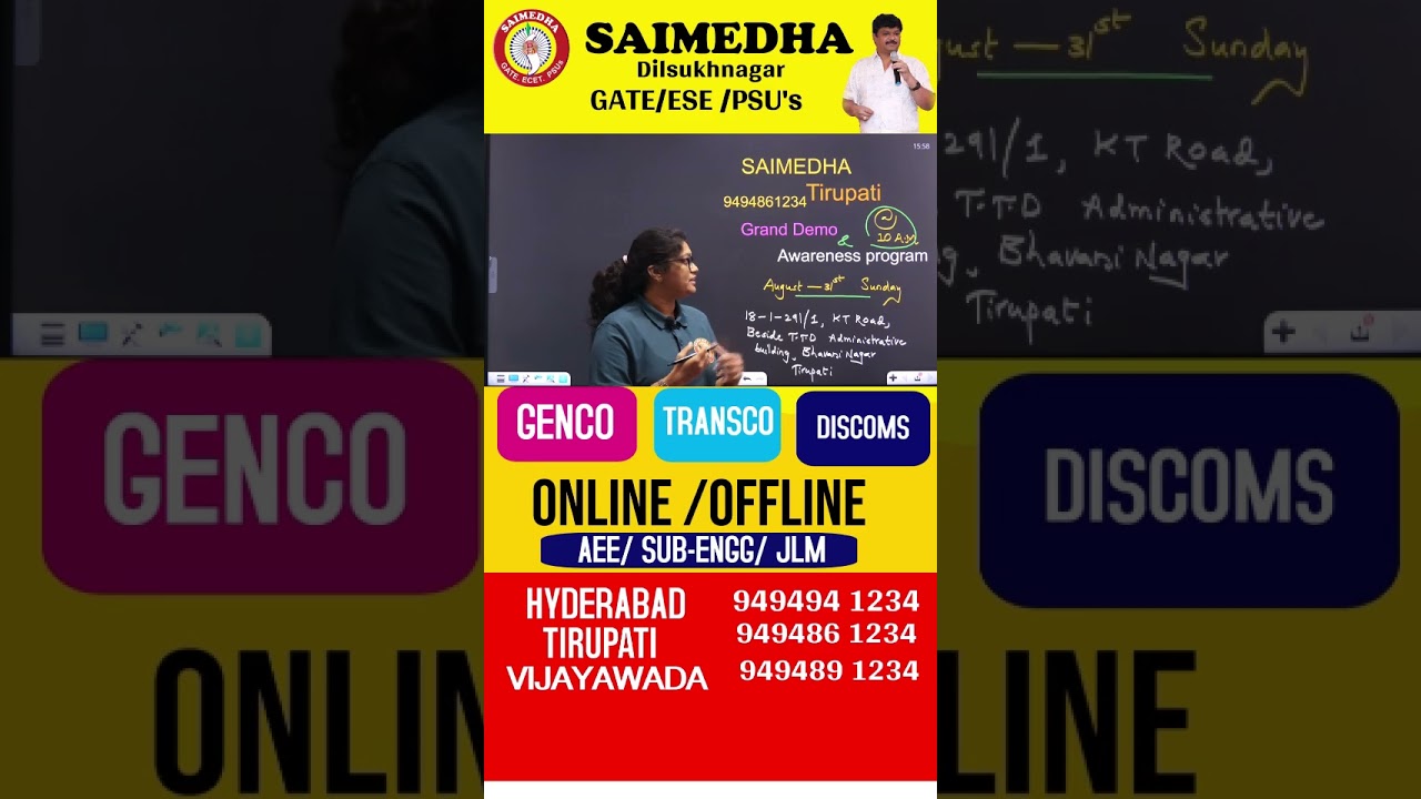 Andhra Pradesh GENCO / TRANSCO / DISCOMs PREVIOUS QUESTIONS |SAIMEDHA