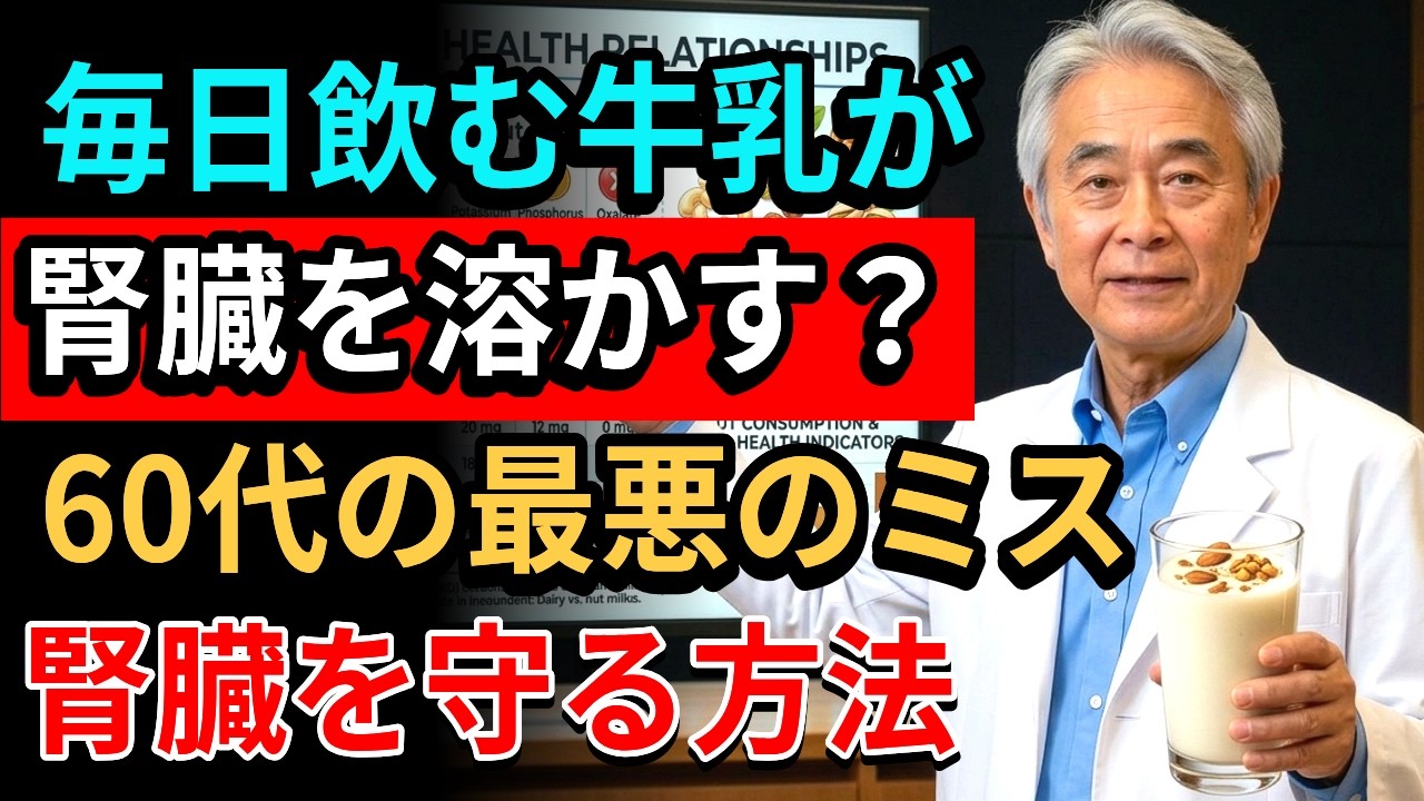 【70代は閲覧注意】腎臓を静かに壊す「最悪のナッツミルク」!命を救う最強の食べ物4選|医師が教える腎臓病予防と健康寿命