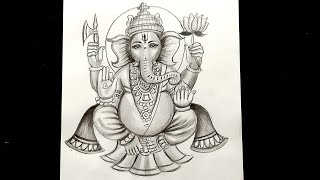 How to draw ganpati bappa with pencil | Very easy | step by step drawing for beginners |