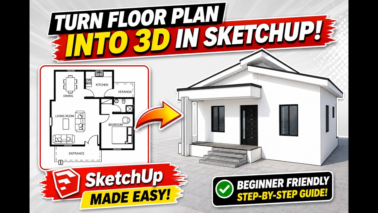 How to Convert 2D Floor Plan to 3D in SketchUp (Beginner Step-by-Step ...