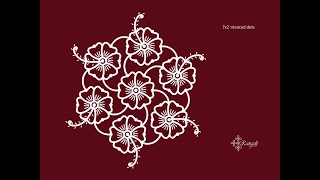Easy Hibiscus Flower Rangoli Designs 7 dots | Hibiscus 🌺 flower Kolam Muggulu Designs | Easy Rangoli