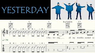YESTERDAY | THE BEATLES | Complete | Chords, Melody & Lyrics | Guitar Tutorial | Sheet Music & TAB