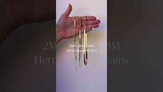 Trying On 14k Gold Herringbone Chains In All Sizes isabeaut jewelry