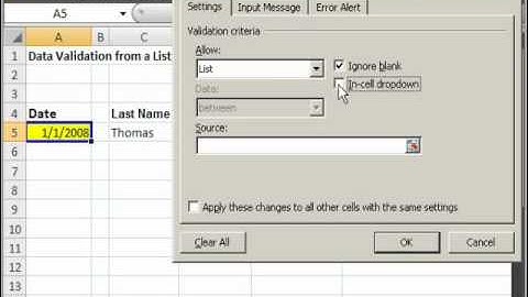 Data Validation with a List - Only allow values contained in a list to be entered into a cell