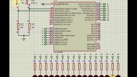 PIC16F887 ile buton kontrollü 16 adet LED animasyon devresi