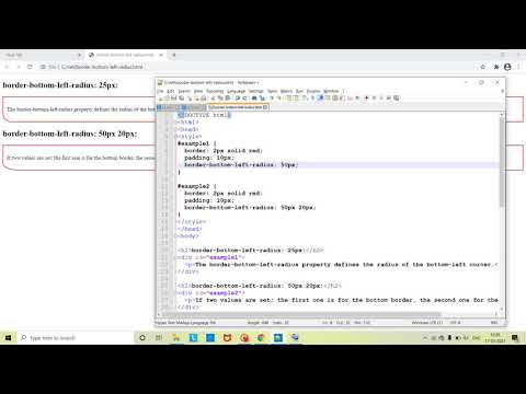 Border bottom left radius in HTML