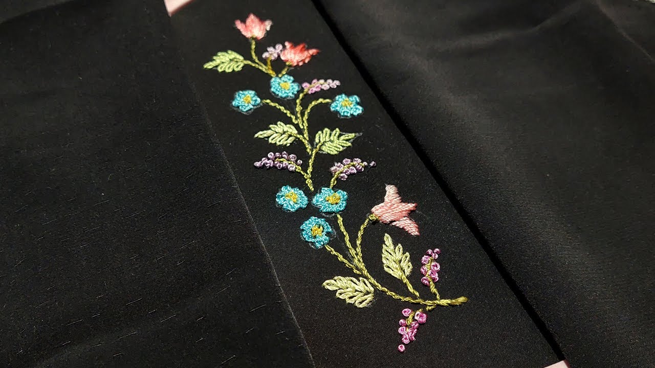 Floral Silk border line - Border Embroidery - Floral richness - YouTube