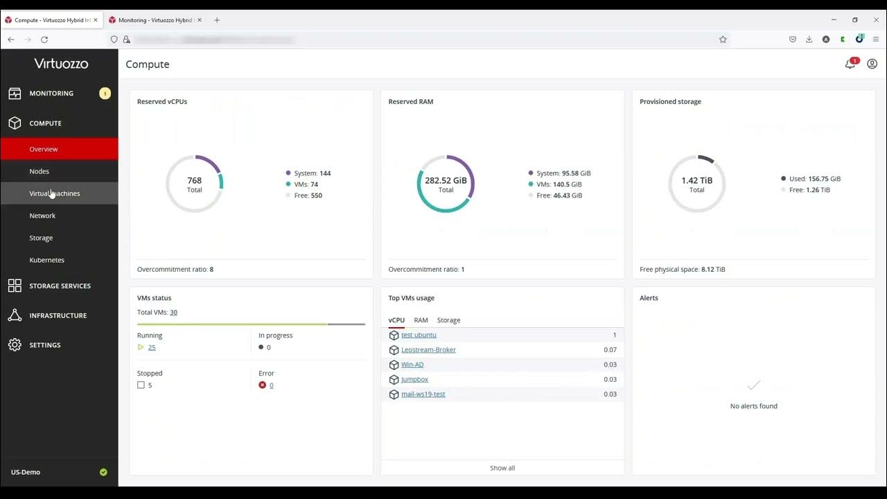 VM Setup and Management - Virtuozzo Hybrid Infrastructure Self-Service Portal Overview