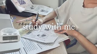 2 hours study with me ✍ | real time, no music | 시험 3일전! 2시간동안 같이 공부해요 :)