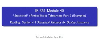 Statistical Process Improvement Module 40 Wealth