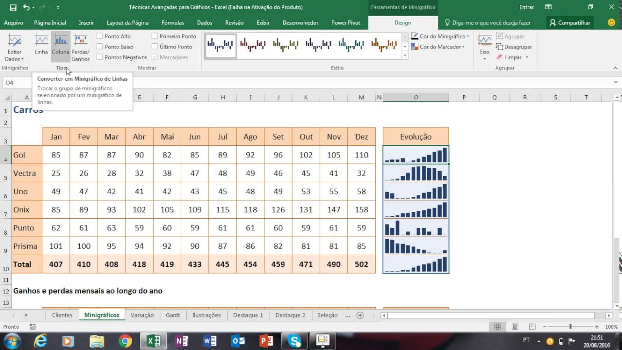 Criando - Minigráficos no Excel - YouTube