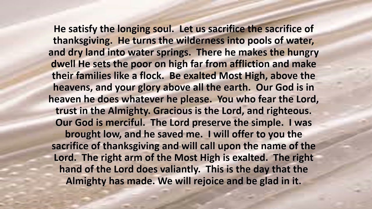 The Almighty Satisfy the Longing Soul