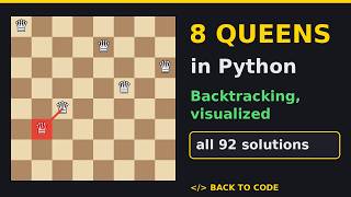 The 8 Queens Problem in Python – Backtracking Explained Visually (Beginner Tutorial)