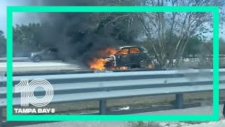 Car fire on I-275 southbound in St. Petersburg causes traffic delays