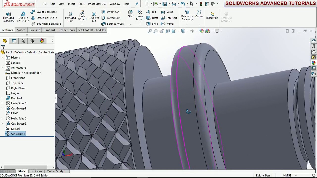 Solidworks Tutorial How to make Knurling Screw YouTube