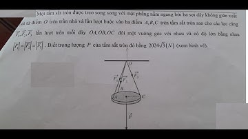 Toán 10: Một tấm sắt tròn được treo song song với mặt phẳng nằm ngang bởi ba sợi dây