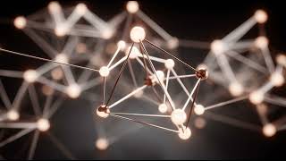Abstract Warm Glowing Atom Lattice with Twinkle Links Seamless Motion Background 4K 60FPS