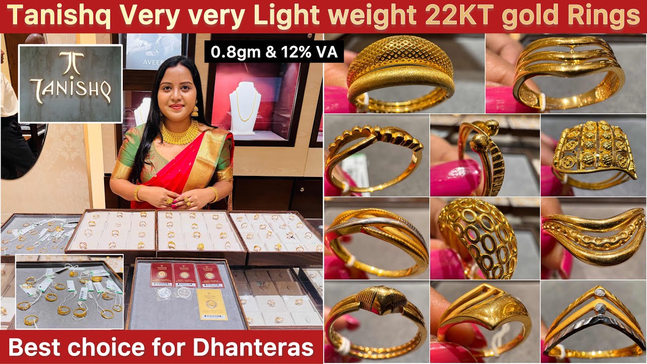 0.8gm😳Tanishq very very Light weight 22KT Gold Ring “Huge” collections for Dhanteras & Diwali 🪔✨