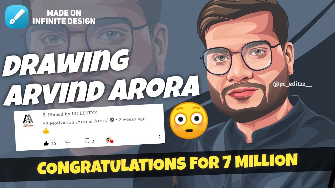 Drawing Arvind Arora On Mobile | a2 motivation | Vector art