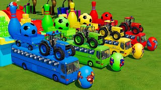 TRANSPORTING COLORS GIANT BALL WITH JOHN DEERE TRACTORS - Farming Simulator 22