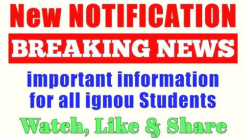 New Notification | important information for all #ignou Students By STUDY ZONE
