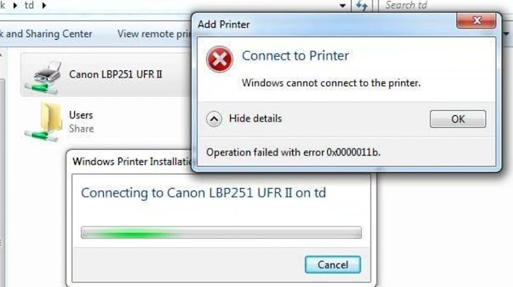 Sửa lỗi window cannot connect to the printer