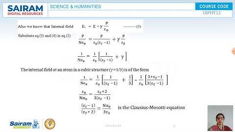 Lecture Video_18PHY12_Module 5_Clausius Mosotti eq & Applications of Dielectrics_Sireesha A J