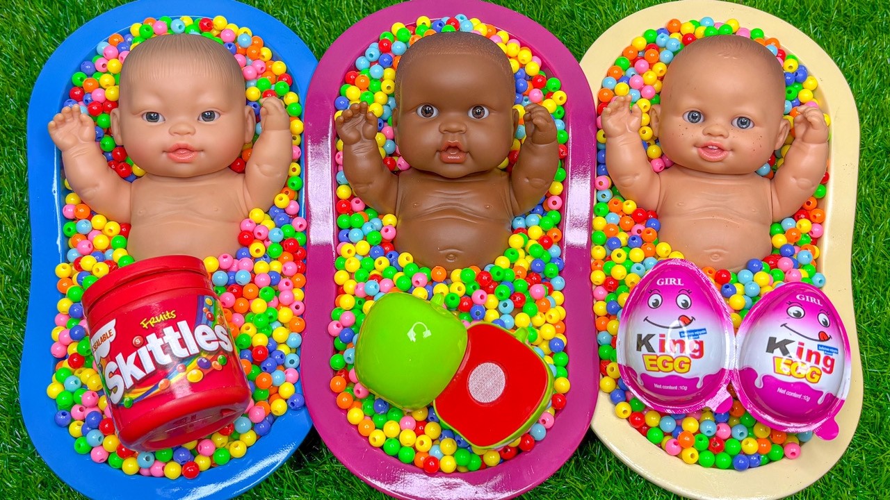 4 Minutes Satisfying with Full of 3 Rainbow BathTubs Candy with M&M's & Magic Slime Cutting Video