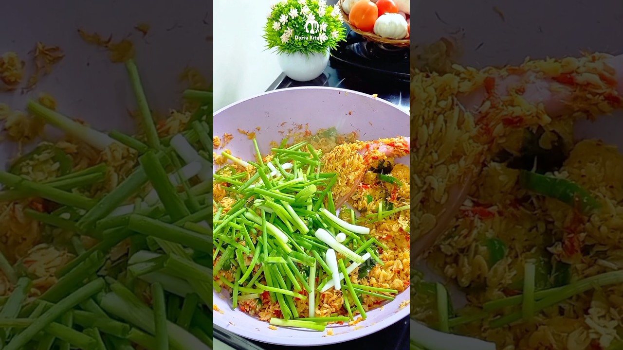 Tumis udang rebon daun bawang 