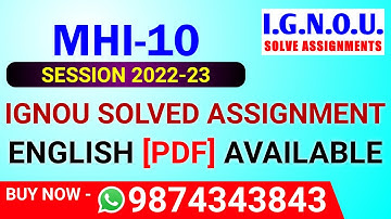 MHI-10 Solved Assignment 2022-23 in English, MHI 10 Solved Assignment 2023, MHI 10 Assignment