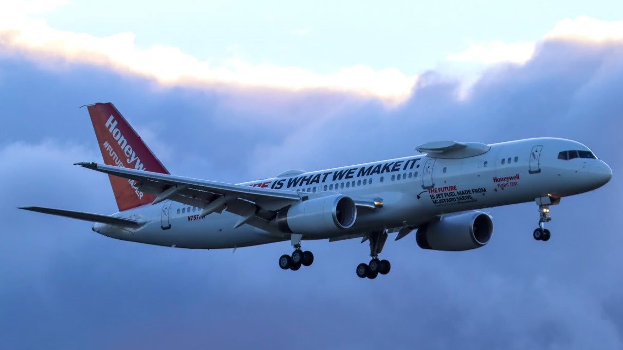 (4K) Honeywell Boeing 757 Engine Testbed Arriving at Amsterdam Airport ...