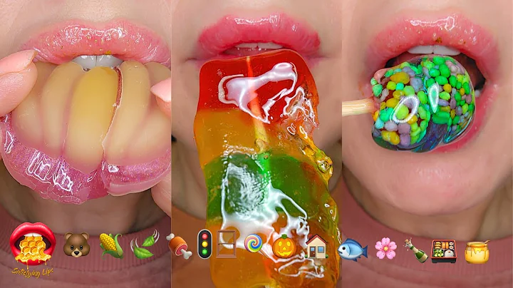 Emoji Food Challenge ASMR Satisfying WAX HONEY CANDY MARSHMALLOW Mukbang 먹방