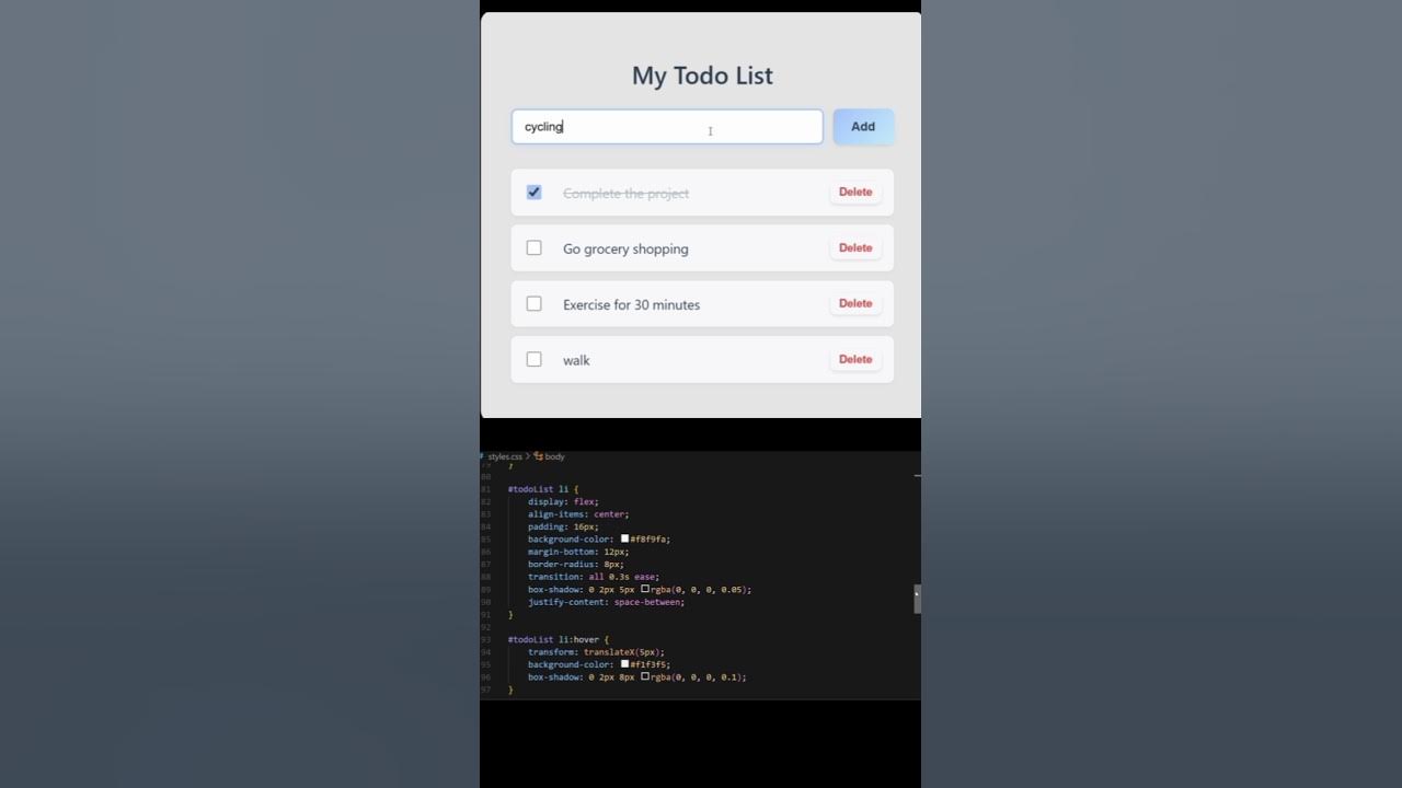 Make TO-DO list app using JavaScript, css,html #shorts #javascript # ...