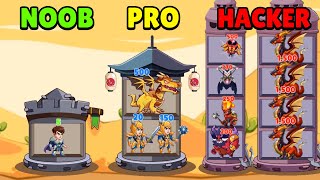 🤢 NOOB vs 😎 PRO vs 😈 HACKER - Hero Tower Wars - Merge Puzzle | Download Play Store APK screenshot 3