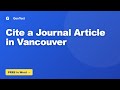 How to Cite a Journal Article in Vancouver #Shorts